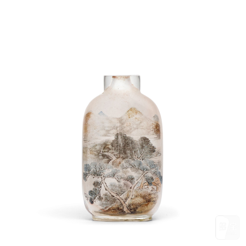 壬辰（1892年）周樂元 玻璃內畫鼻煙壺一件 | AN INSIDE-PAINTED GLASS SNUFF BOTTLE